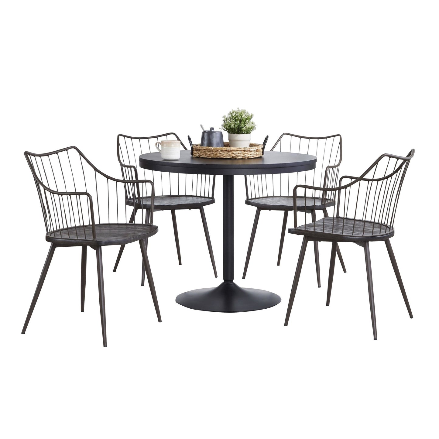 Dakota-Winston Contemporary Dining Set in Black - 5 Piece