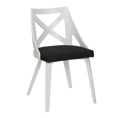 Dakota-Charlotte Contemporary 5 Piece Dining Set in White Steel, Charcoal Fabric