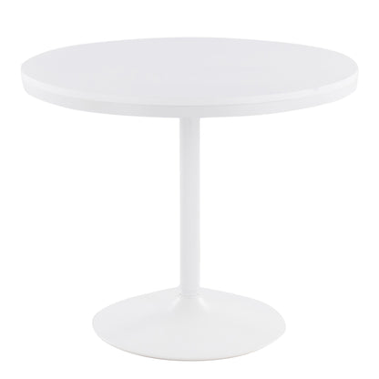 Dakota-Charlotte Contemporary 5 Piece Dining Set in White Steel, Light Grey Fabric