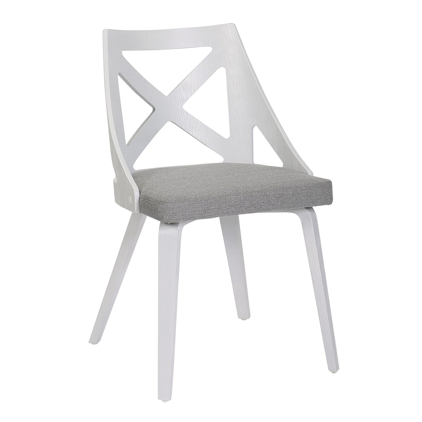 Dakota-Charlotte Contemporary 5 Piece Dining Set in White Steel, Light Grey Fabric