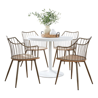 Dakota-Winston Contemporary Dining Set in White - 5 Piece