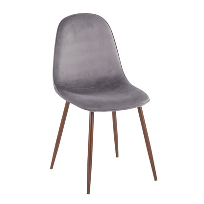 Folia Round Pebble Mid-Century Modern 5 Piece Dining Set, Grey Velvet