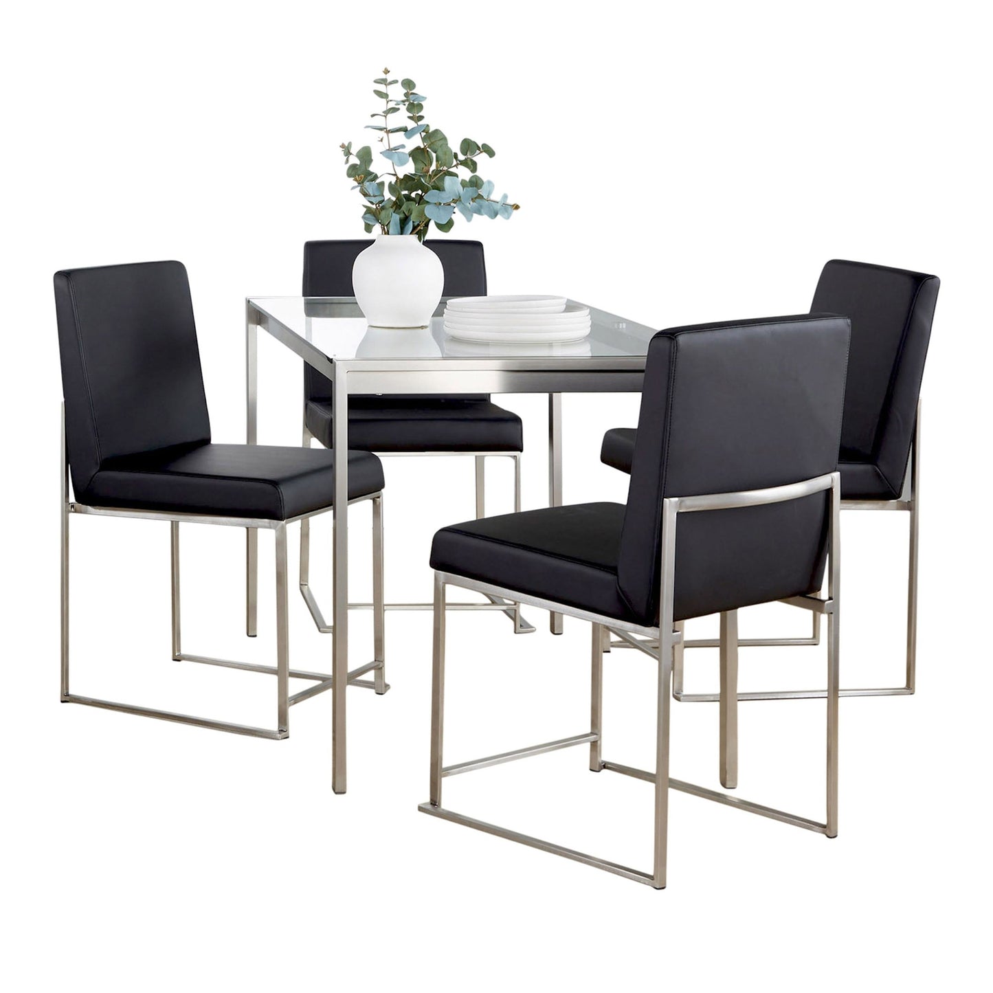 Fuji High Back Dining Set - 5 Piece, Black