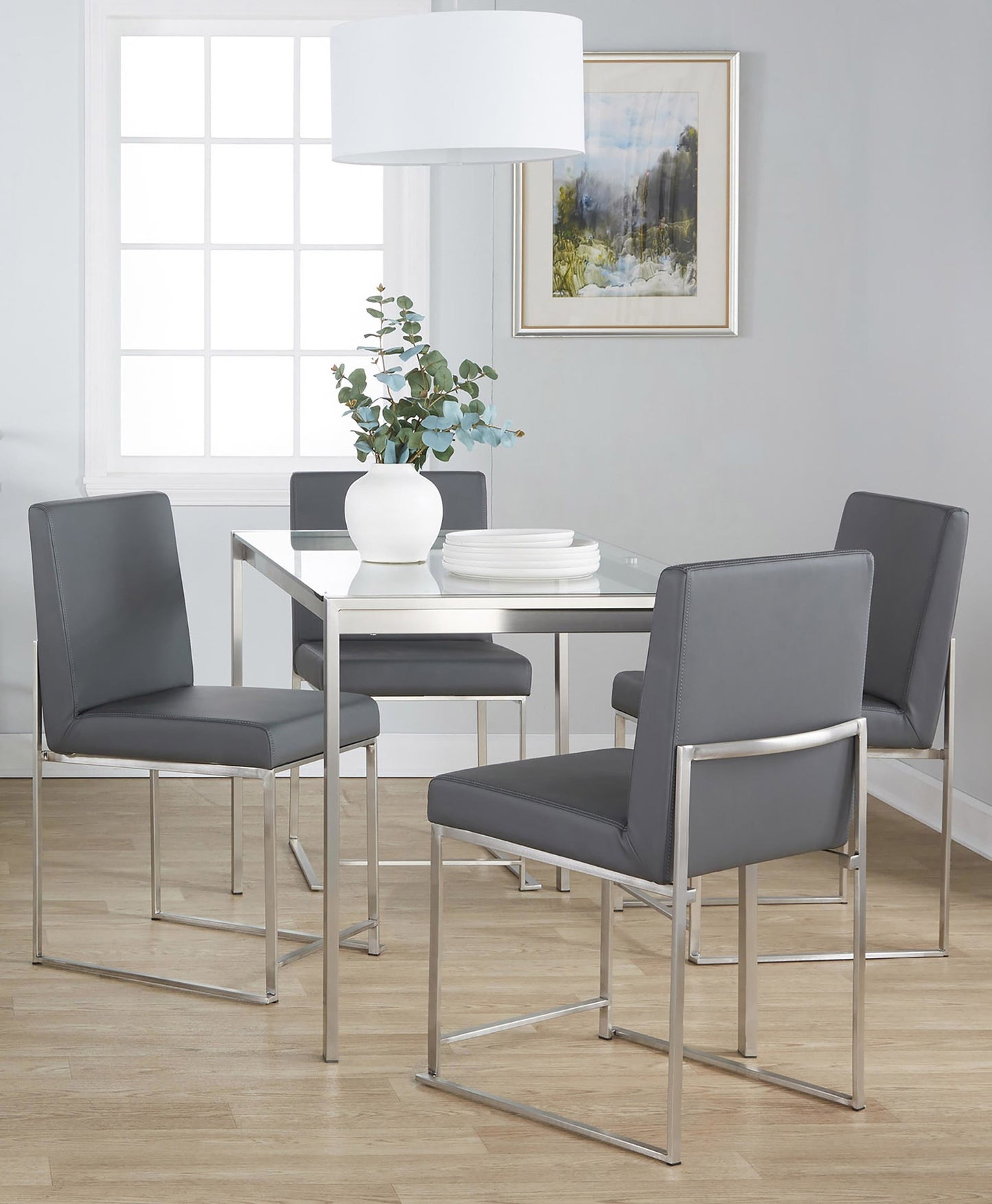 Fuji High Back Dining Set - 5 Piece, Grey