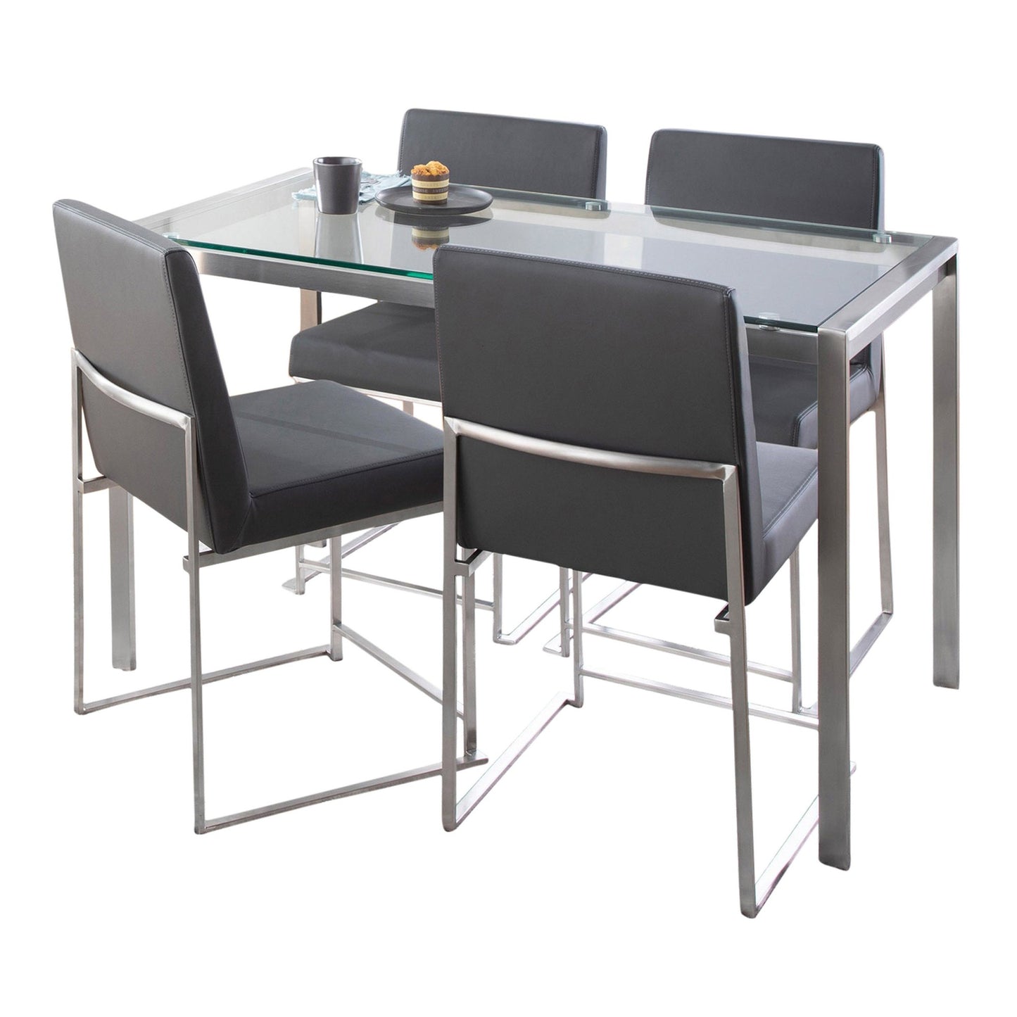 Fuji High Back Dining Set - 5 Piece, Grey