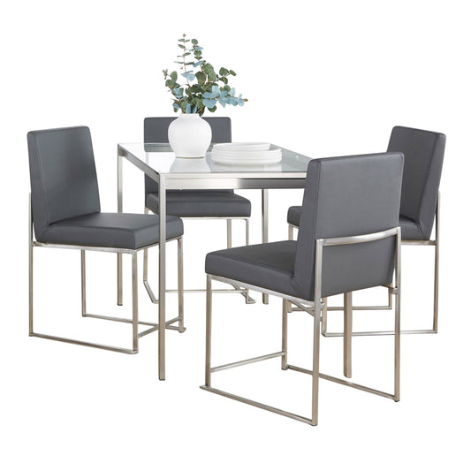 Fuji High Back Dining Set - 5 Piece, Grey