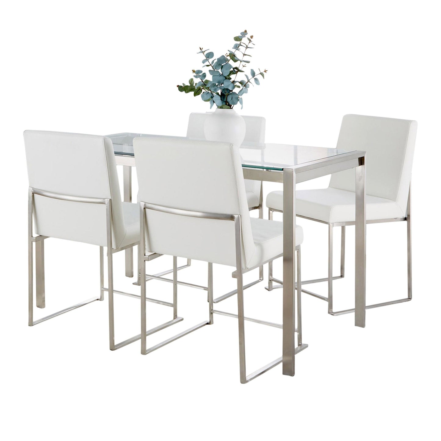 Fuji High Back Dining Set - 5 Piece, White