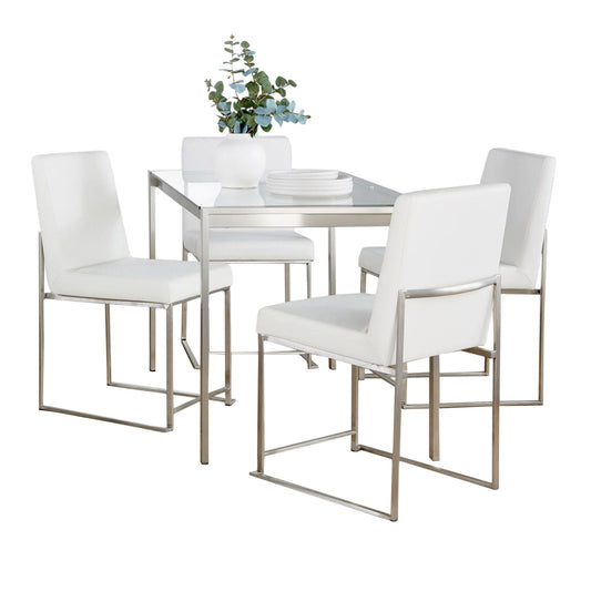 Fuji High Back Dining Set - 5 Piece, White