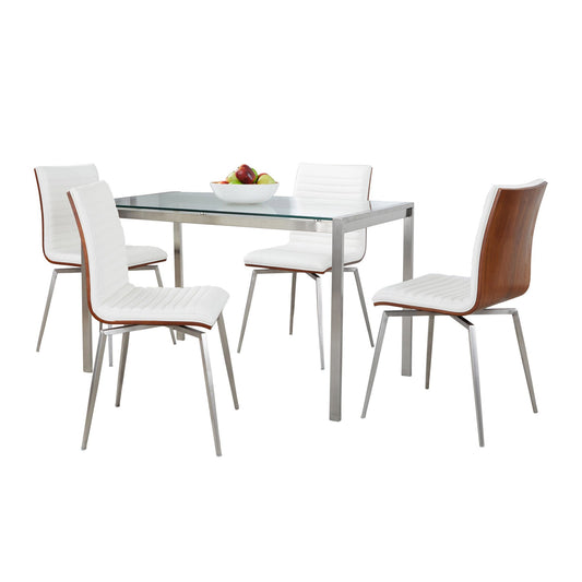 Fuji-Mason Swivel Dining Set - 5 Piece, White