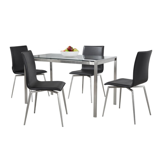 Fuji-Mason Upholstered Swivel Dining Set - 5 Piece, Black