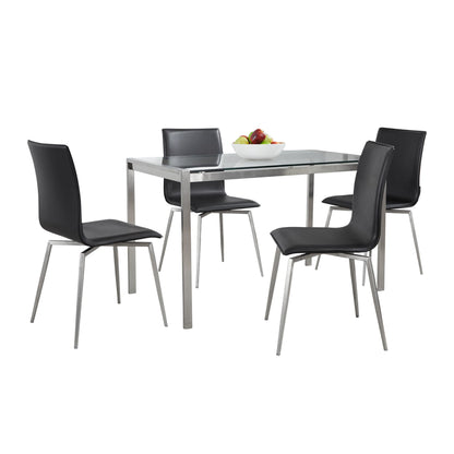 Fuji-Mason Upholstered Swivel Dining Set - 5 Piece, Black