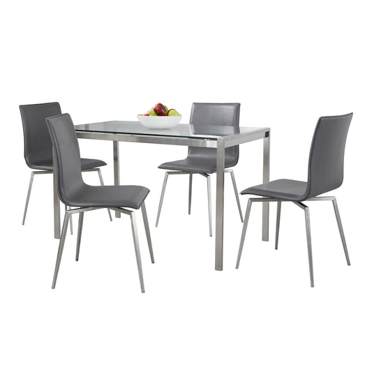 Fuji-Mason Upholstered Swivel Dining Set - 5 Piece, Grey