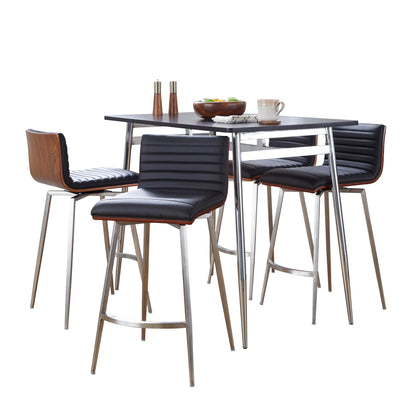 Marcel-Mason Swivel Counter Height Dining Set - 5 Piece, Black