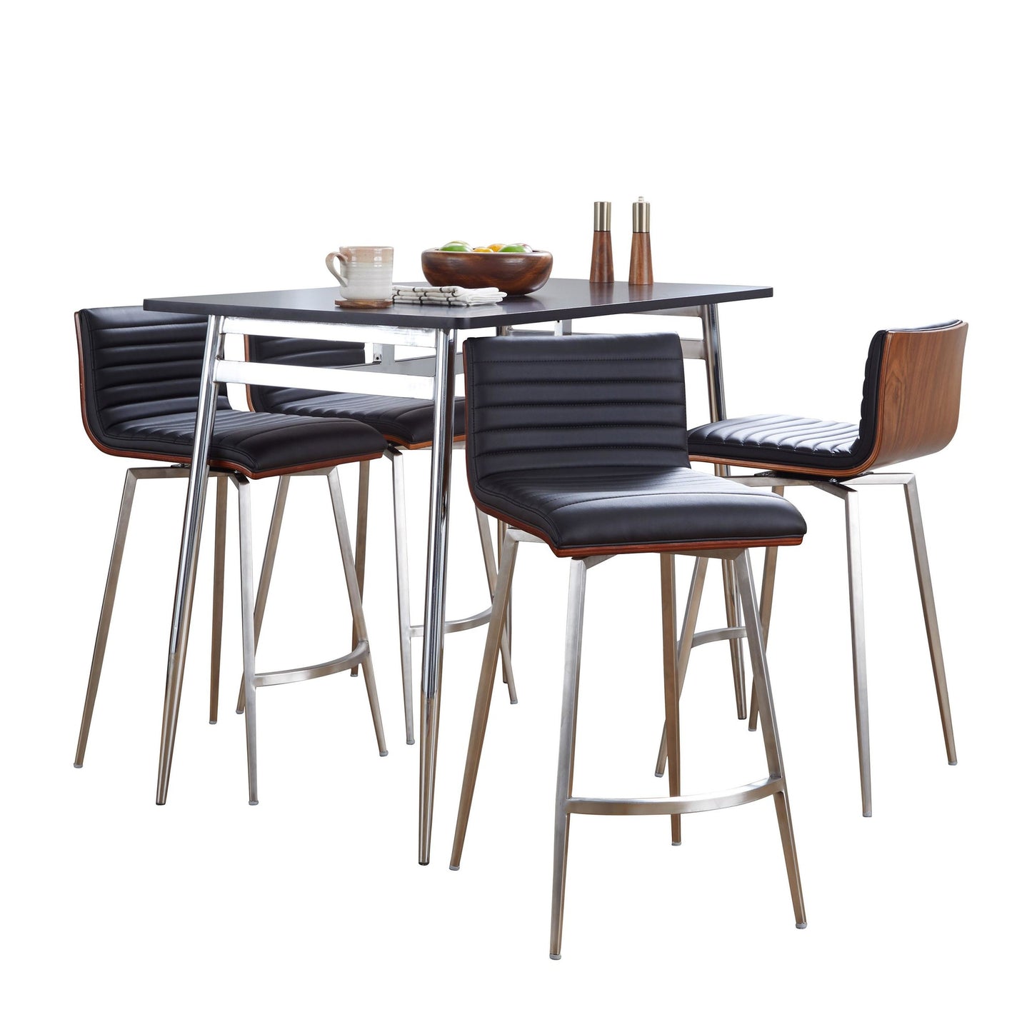 Marcel-Mason Swivel Counter Height Dining Set - 5 Piece, Black