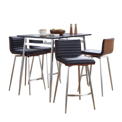 Marcel-Mason Swivel Counter Height Dining Set - 5 Piece, Black