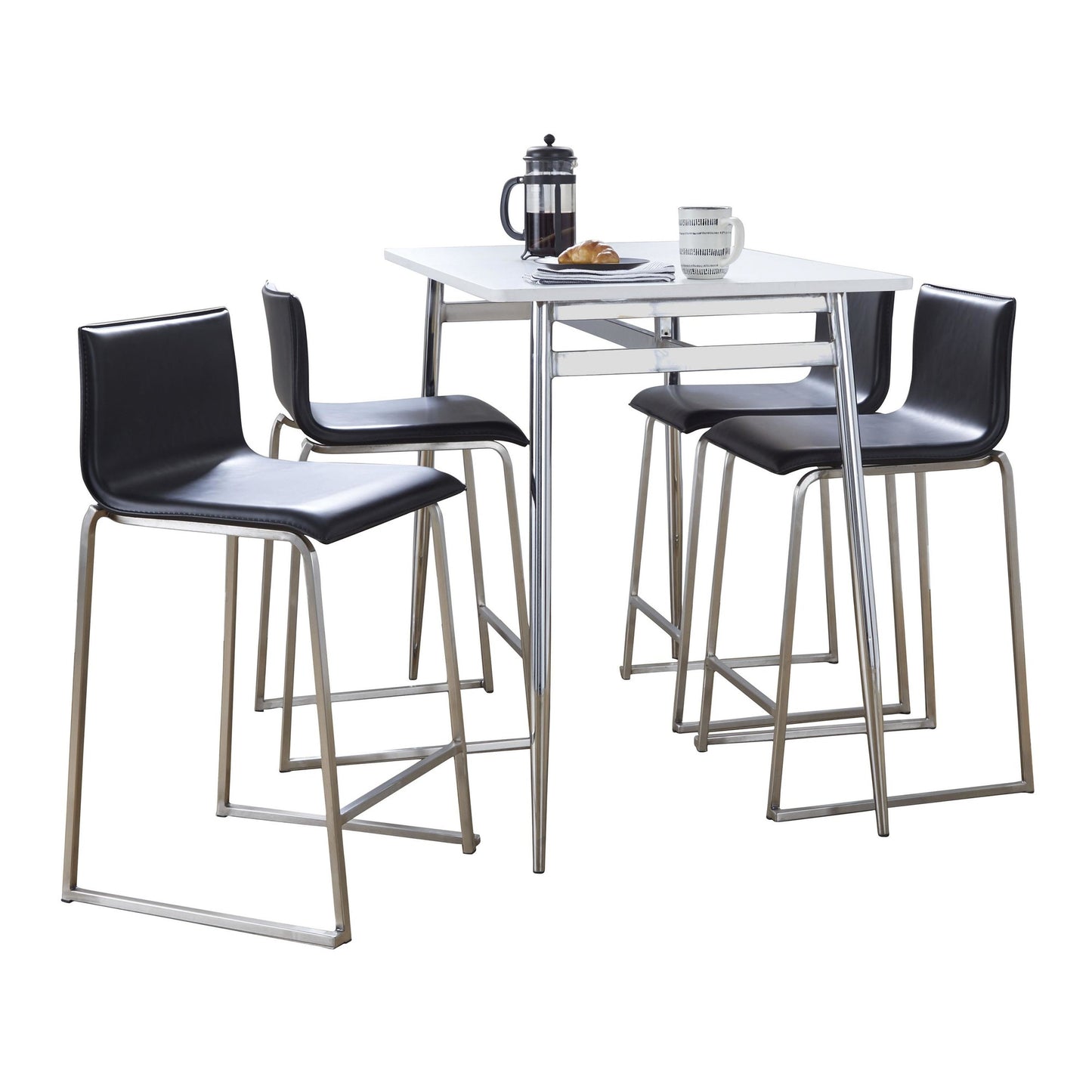 Marcel-Mara Upholstered Counter Height Dining Set - 5 Piece, Black