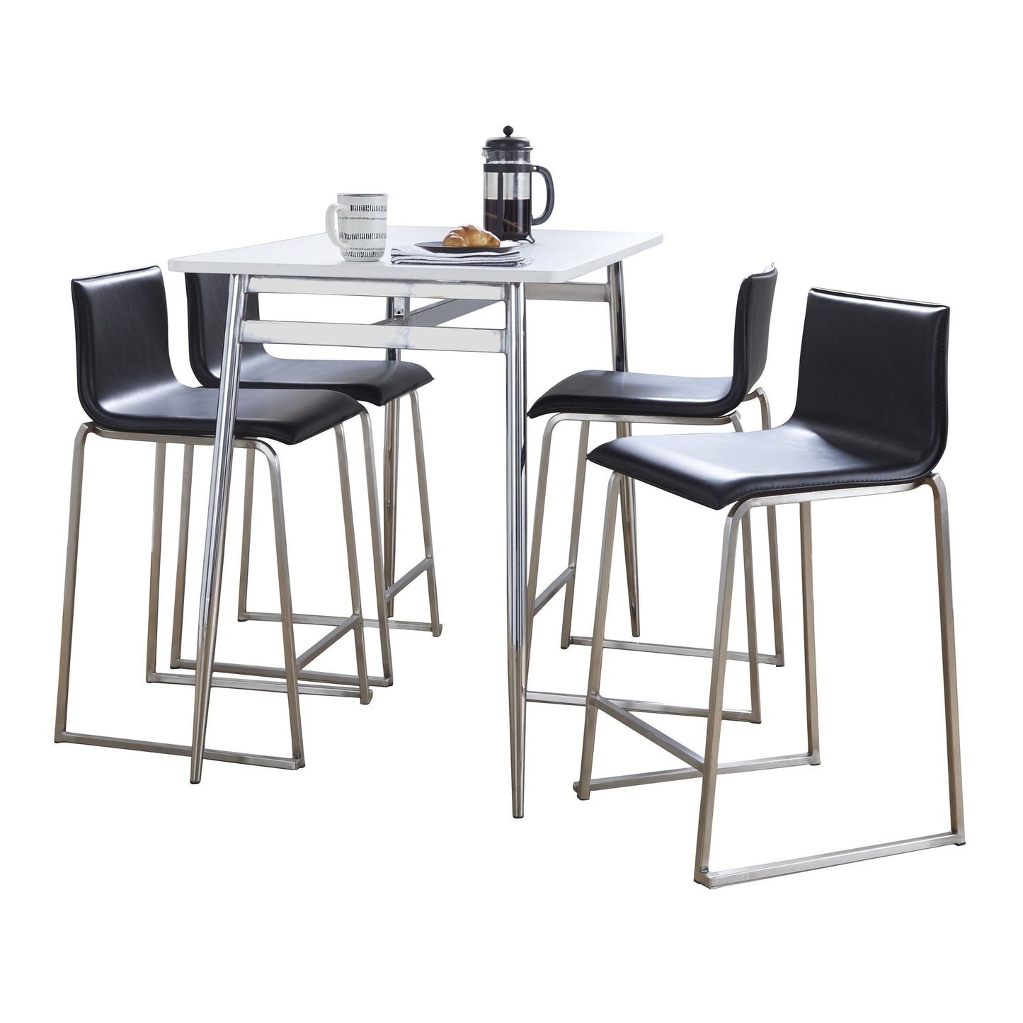 Marcel-Mara Upholstered Counter Height Dining Set - 5 Piece, Black