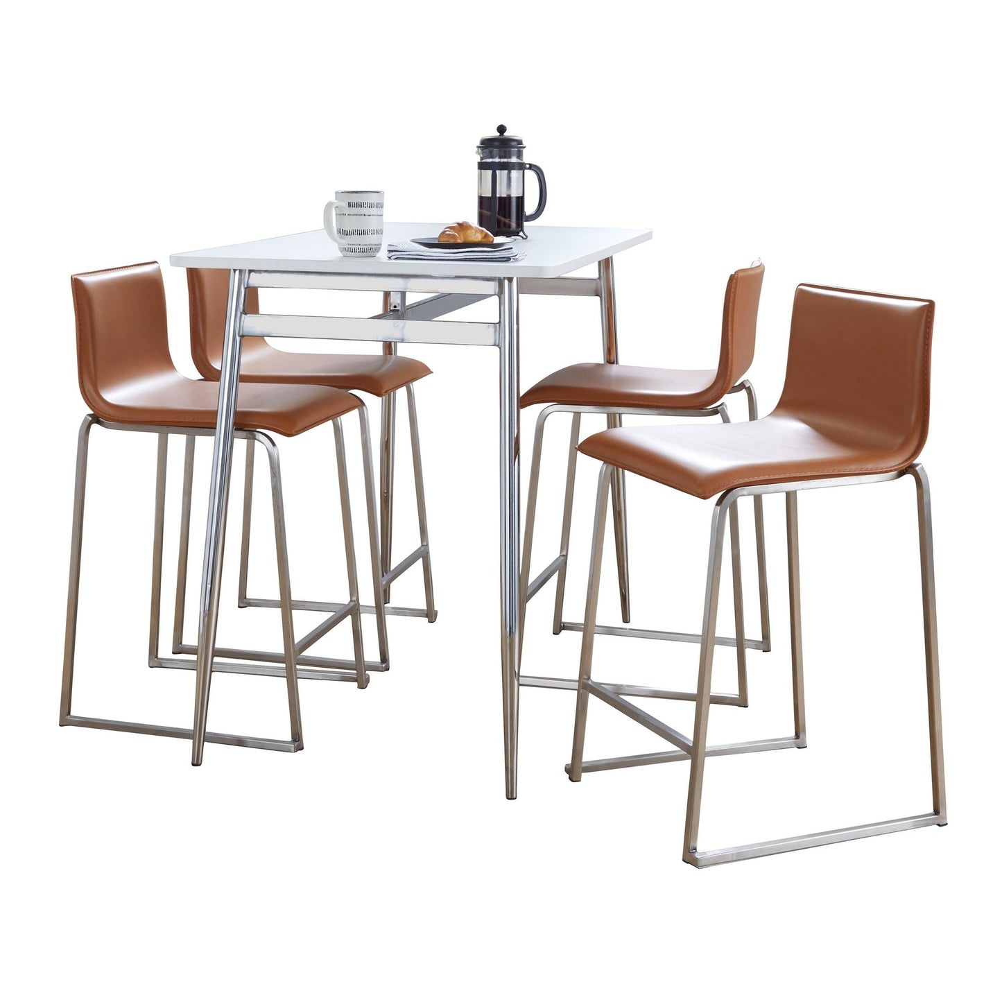 Marcel-Mara Upholstered Counter Height Dining Set - 5 Piece, Camel