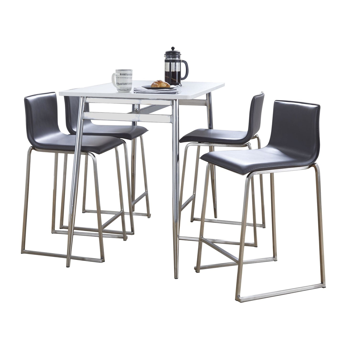 Marcel-Mara Upholstered Counter Height Dining Set - 5 Piece, Grey
