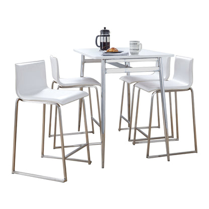 Marcel-Mara Upholstered Counter Height Dining Set - 5 Piece, White