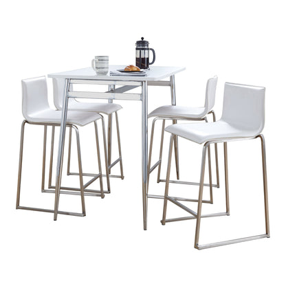 Marcel-Mara Upholstered Counter Height Dining Set - 5 Piece, White