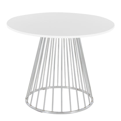 Canary Dining Table, Silver/White