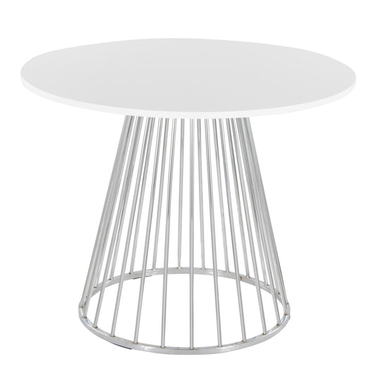 Canary Dining Table, Silver/White