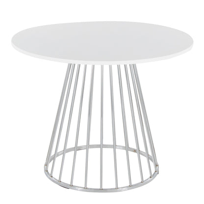 Canary Dining Table, Silver/White