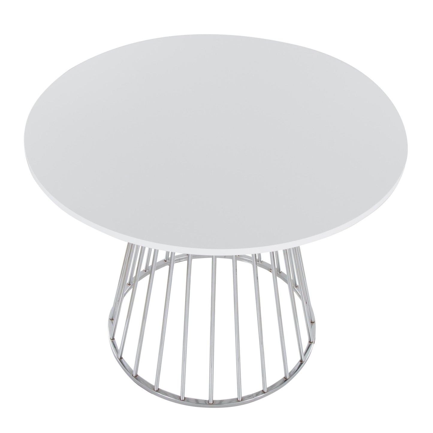 Canary Dining Table, Silver/White