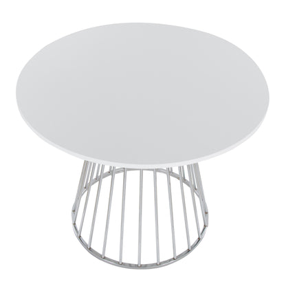 Canary Dining Table, Silver/White
