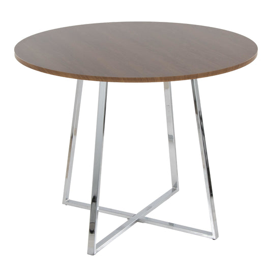 Cosmo Dining Table, Chrome/Walnut