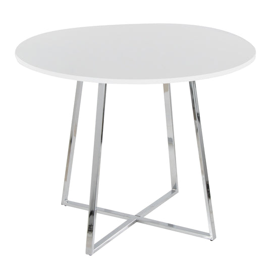 Cosmo Dining Table, Chrome/White