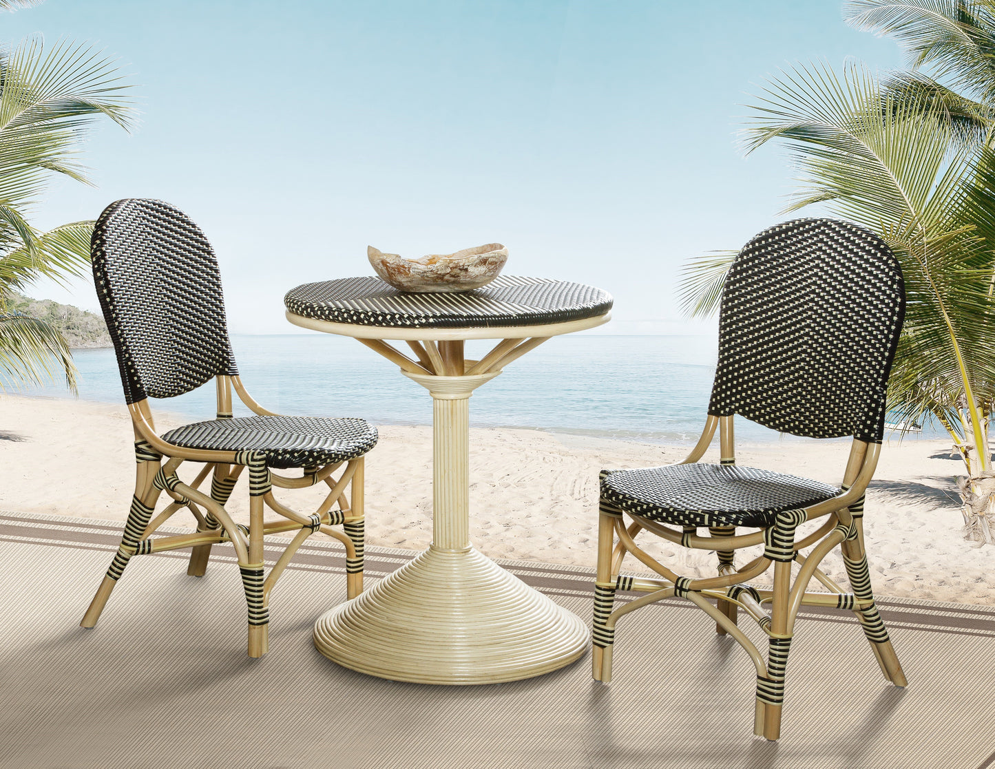 French Bistro Chair - Black/Beige Set Of 2