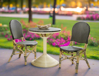 French Bistro Chair - Black/Beige Set Of 2