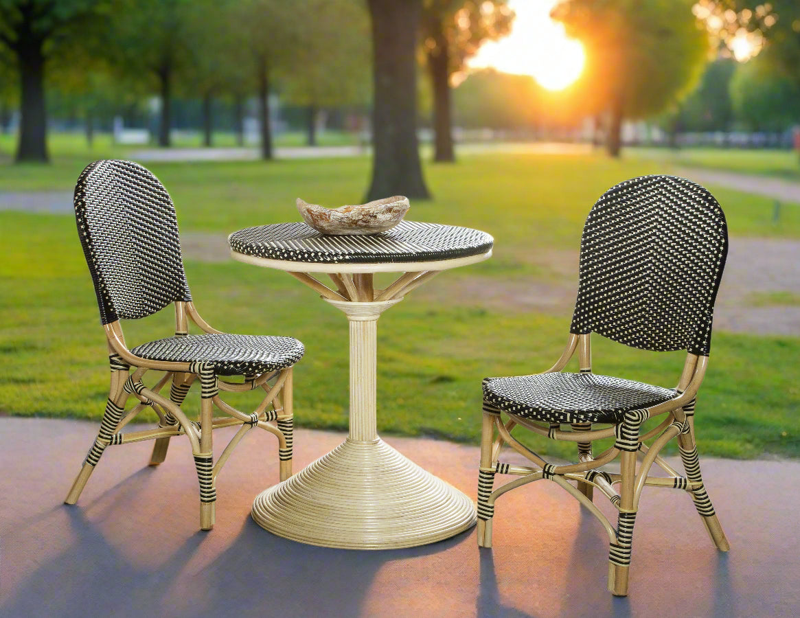 French Bistro Chair - Black/Beige Set Of 2
