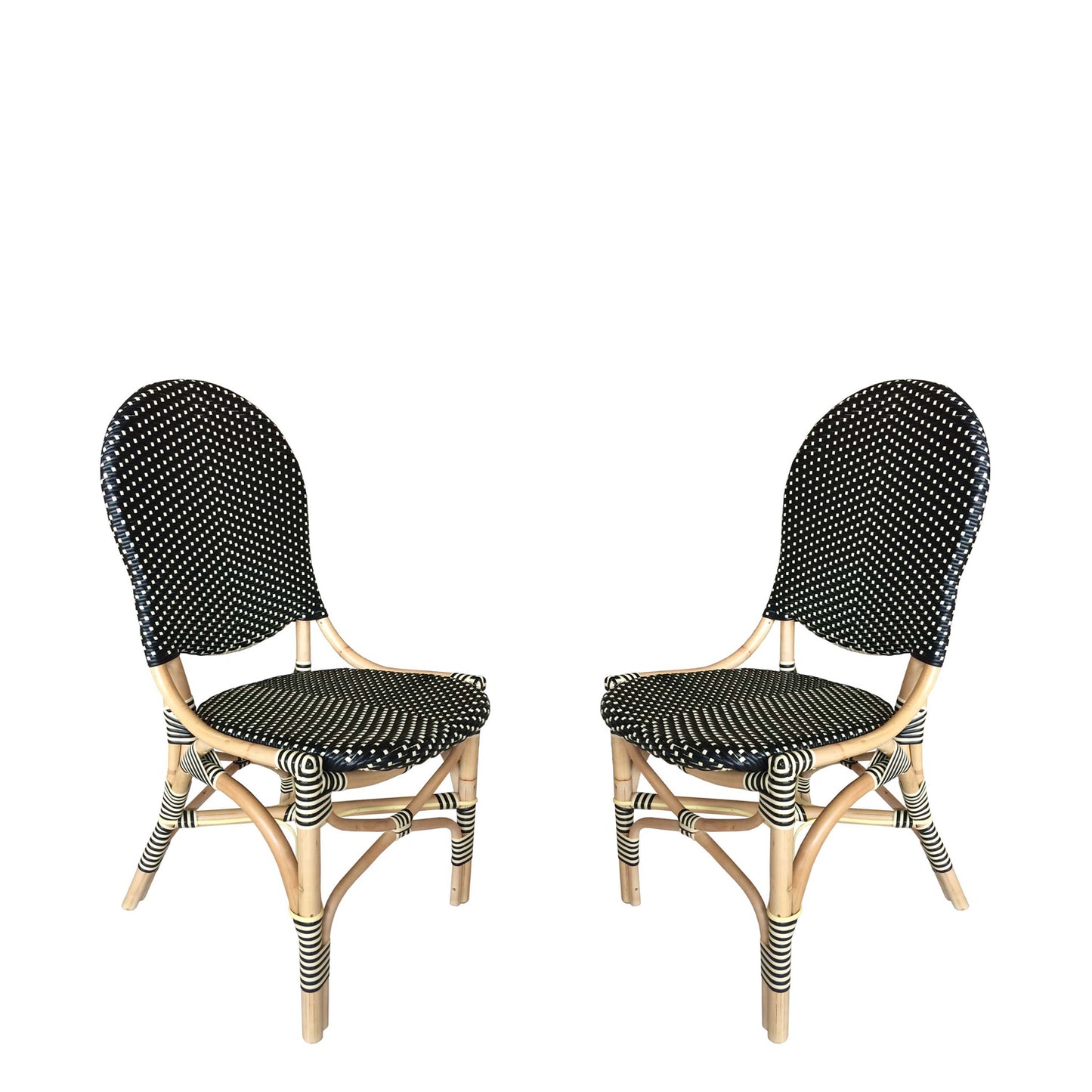 French Bistro Chair - Black/Beige Set Of 2