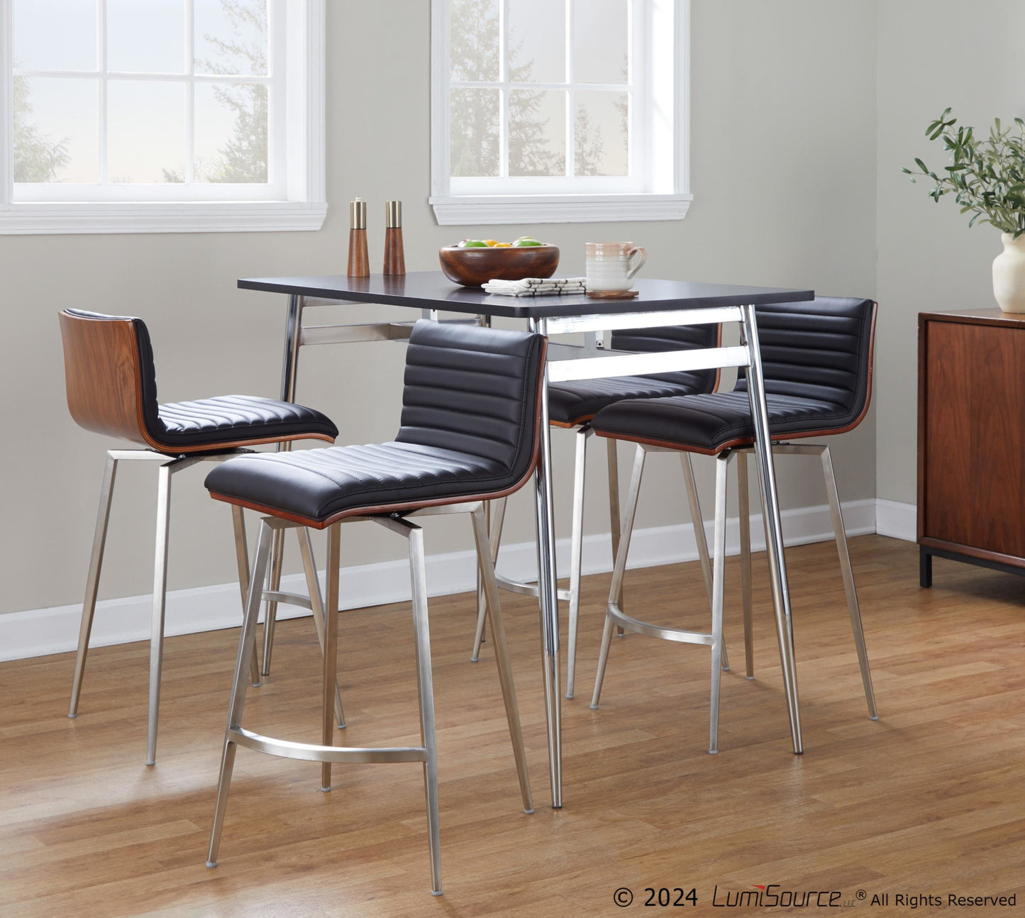 Marcel-Mason Swivel Counter Height Dining Set - 5 Piece, Black