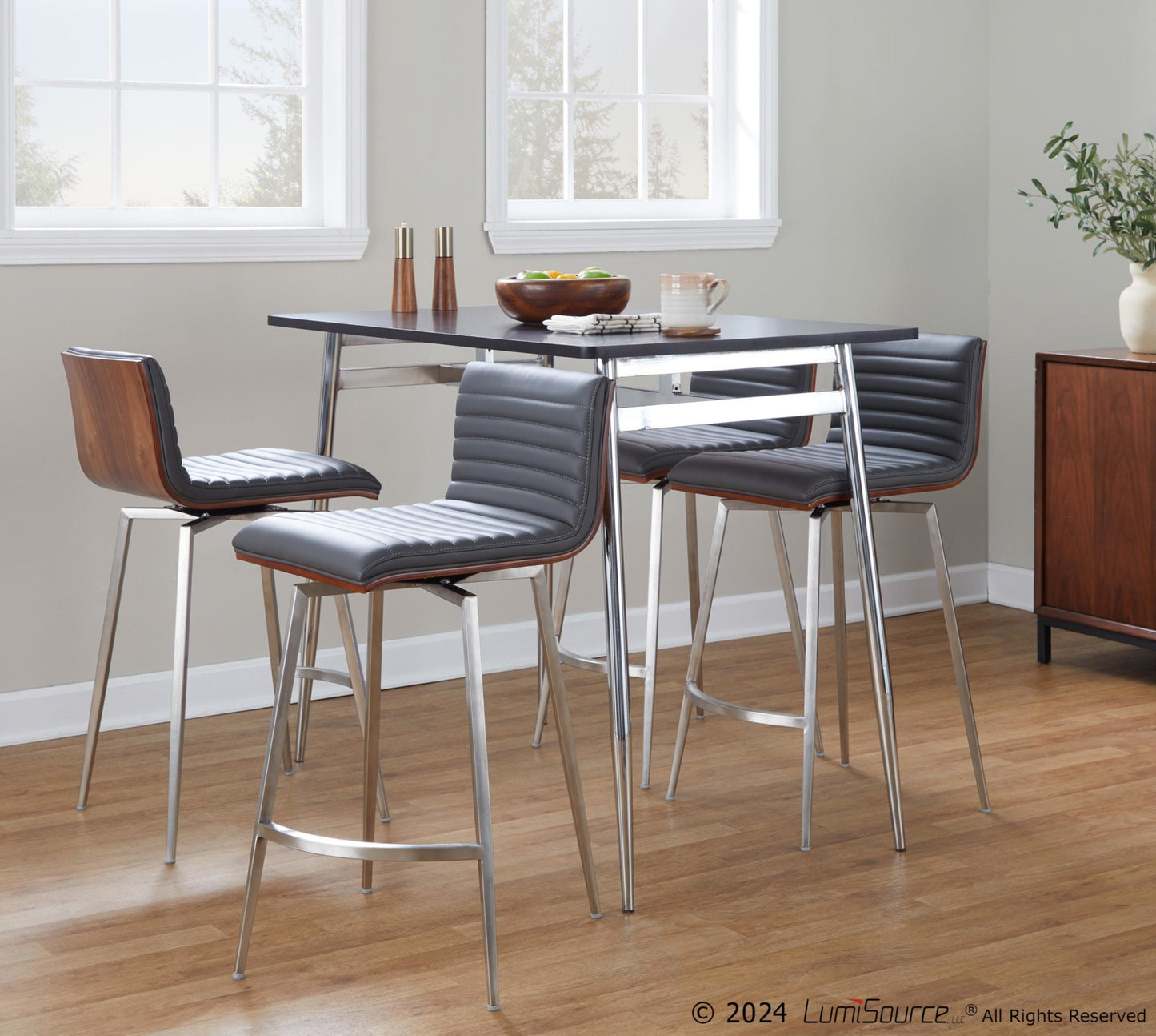Marcel-Mason Swivel Counter Height Dining Set - 5 Piece, Grey