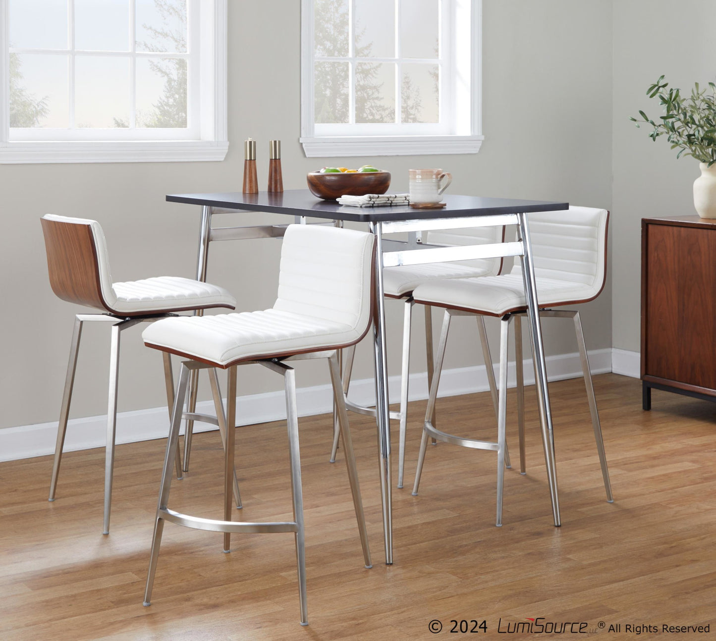 Marcel-Mason Swivel Counter Height Dining Set - 5 Piece, White