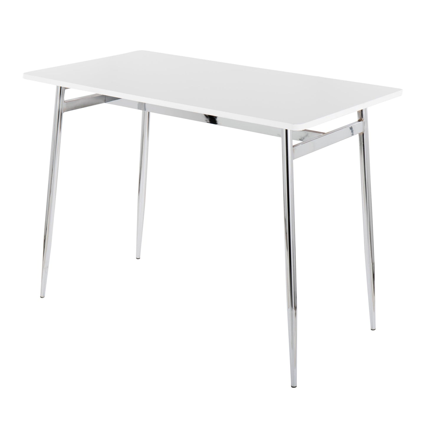 Marcel Counter Table, Chrome/White