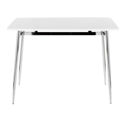Marcel Counter Table, Chrome/White