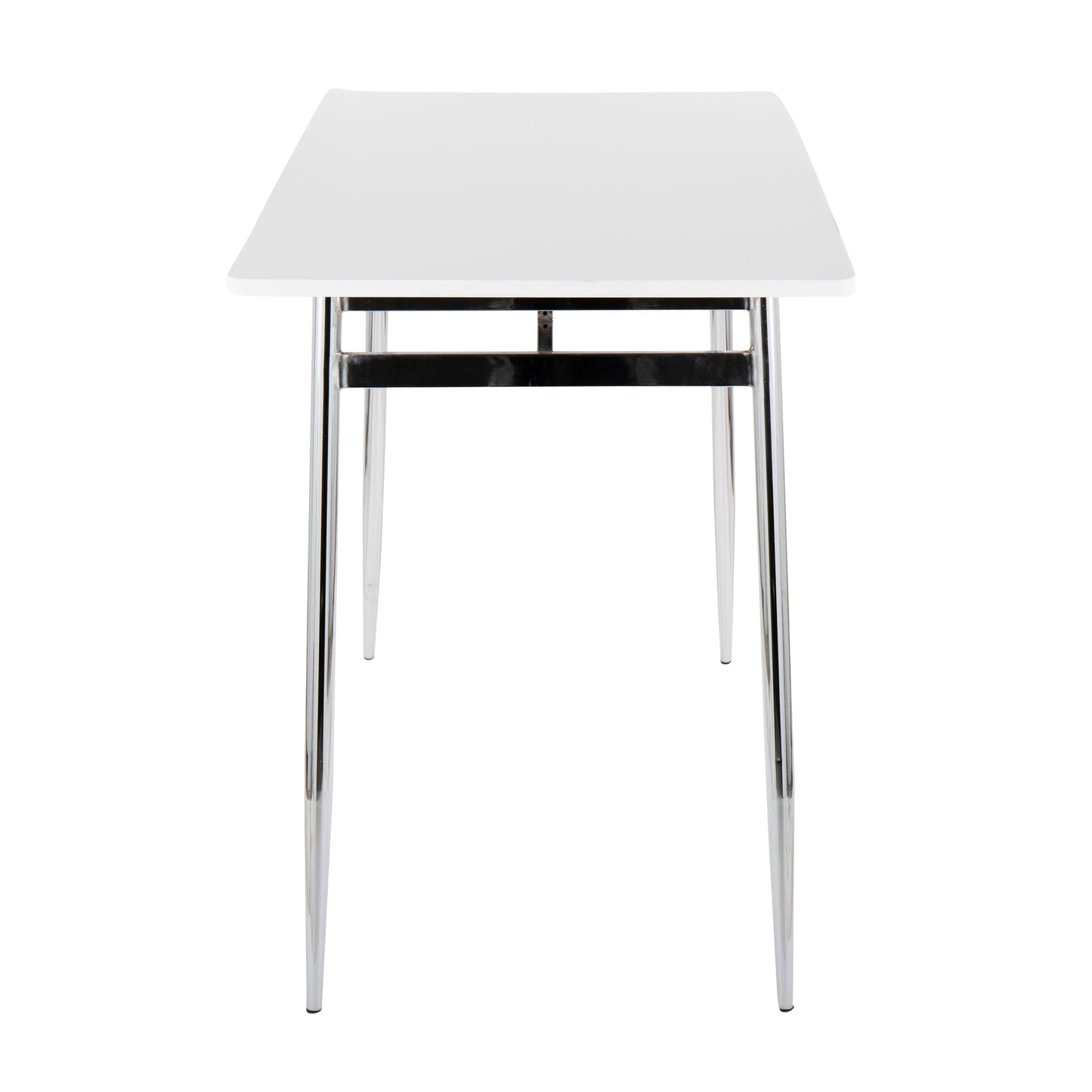 Marcel Counter Table, Chrome/White