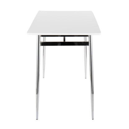 Marcel Counter Table, Chrome/White