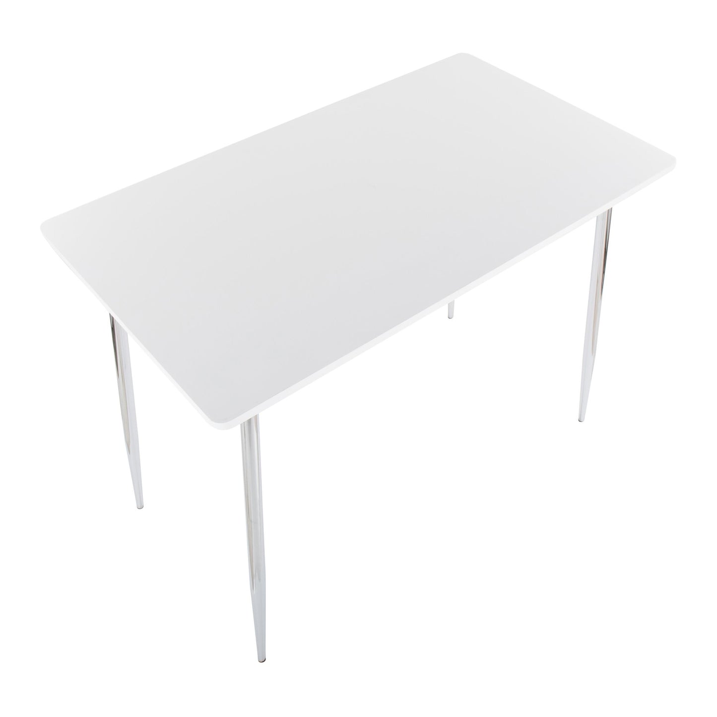 Marcel Counter Table, Chrome/White